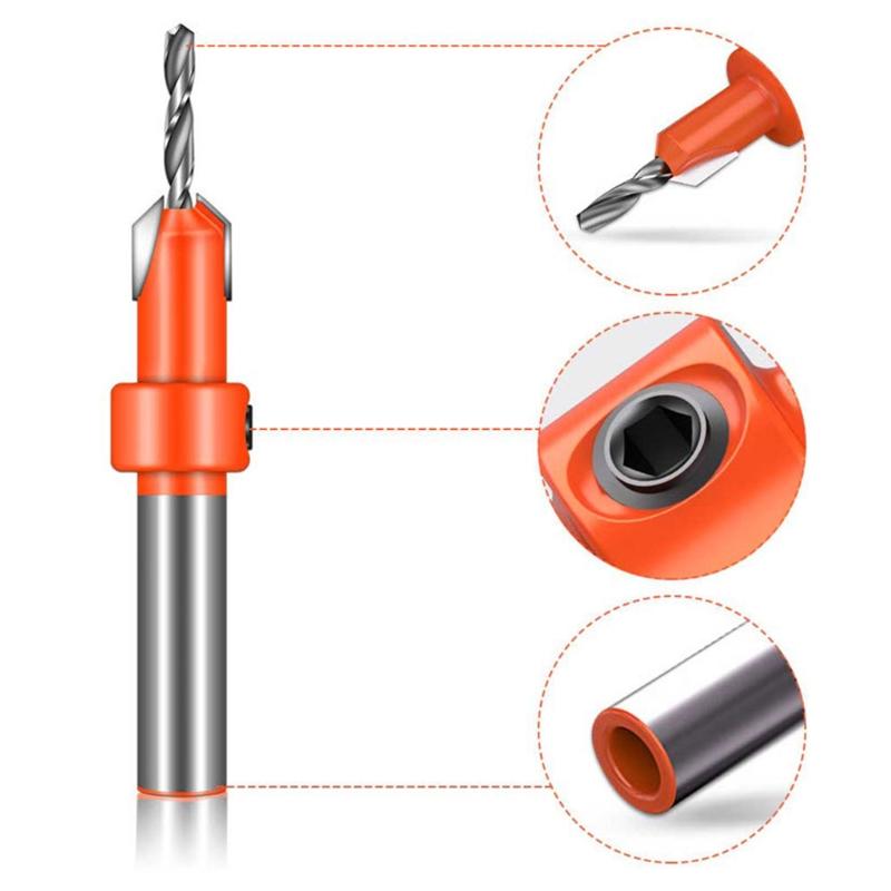 High Speed Steel Abrasion-resistant Woodworking Countersunk Bit-5 Pcs ( Blade Diameter 8mm) Chamfer Tool