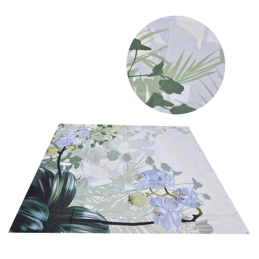 Blommiga Växter Mönster Duschdraperi Vattentätt Polyester Badrumsgardin med Krokar 180x200cm