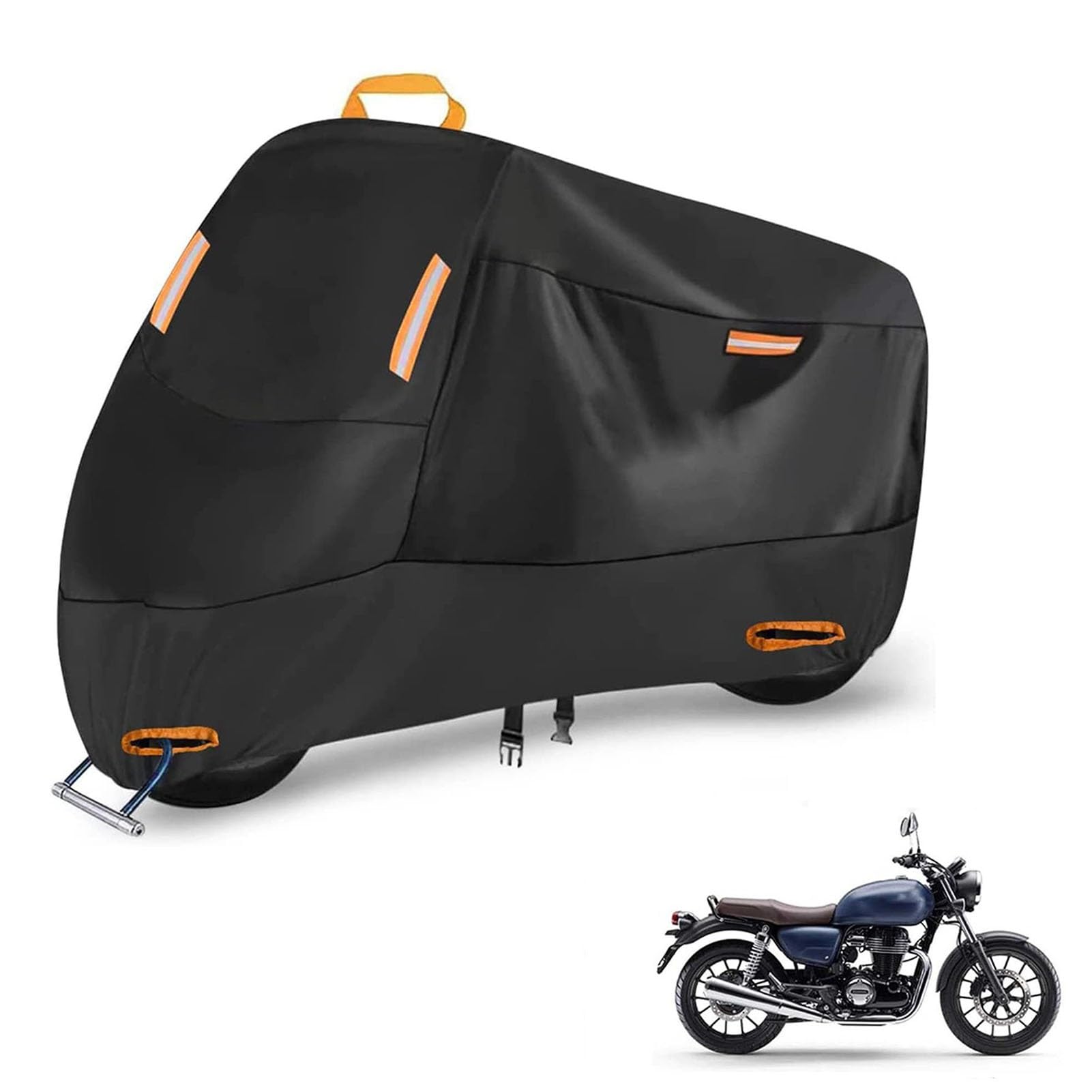 

Чехол для мотоцикла, Совместимый с Honda GB350, Термостойкий, Удлиненный, Ветрозащитный ремень, Водонепроницаемый, Снегозащитный, Рвущийся One Size чёрный