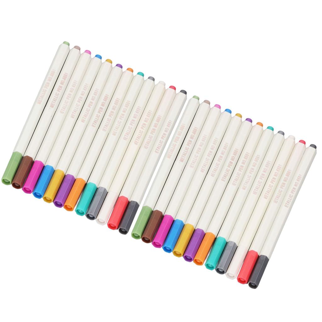 24Pcs Metallic Marker Pens 24 Colors for Photo Album Black Paper Card Making Rock Art Painting