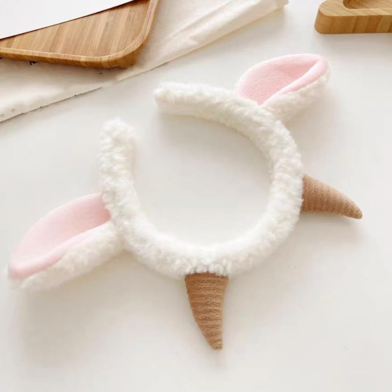 [OATIPHO] 2-Piece Claw Headband, Goat Horn Headband, Sheep Ear Cosplay Prop, Plush Sheep Headband, Party Sheep Ear Hair Decoration, Role-Playing