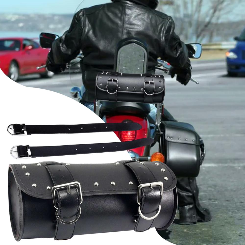 Motorcycle Tool Bag PU Storage Tool Bag Motorcycle Fork Bag Saddlebags Waterproof Storage Pouch Bicycle Bar Bag For Men Women