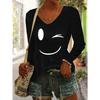 Smiling Face Women's Autumn,Winter Casual European,American Style Graphic Print T-Shirt