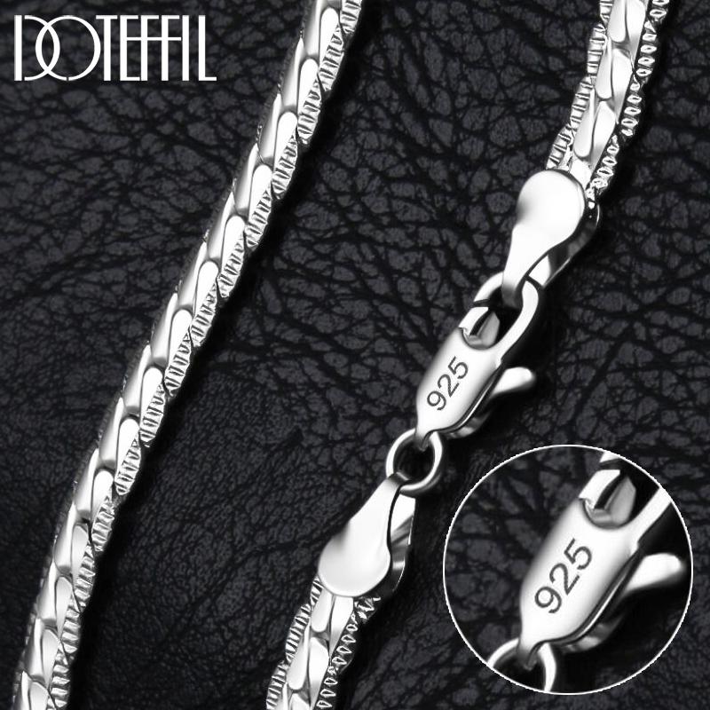 

925 Sterling Silver 6mm Side Chain 16/18/20/22/24 Inch Necklace For Women Man Fashion Wedding Engagement Jewelry Gifts 18cm
