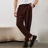 Men's Solid Brown Pleated Wide Leg Dress Pants Casual Trousers