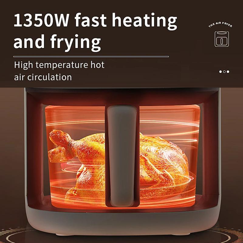 Intelligenter 4,5L Glas-Heißluftfritteuse – Sichtbares Garen, Leicht zu reinigen, Multifunktionaler All-in-One Elektrischer Frittierer für Zuhause