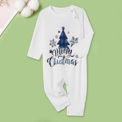 Cartoon Baby Onesie Toddles Crawling Suit Christmas Tree Letter Print Long Sleeve Jumpsuit Sleepwear Outfits for Kids