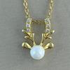 Gold-Plated Titanium Pendant with Cat's Eye Stone, Fox Pixiu, Clover, Butterfly, Peace Buckle