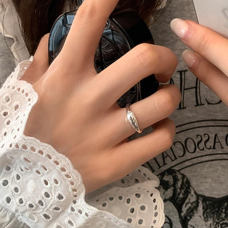 Trendy Korean Style Smiley Face Irregular Adjustable Copper Ring For Women