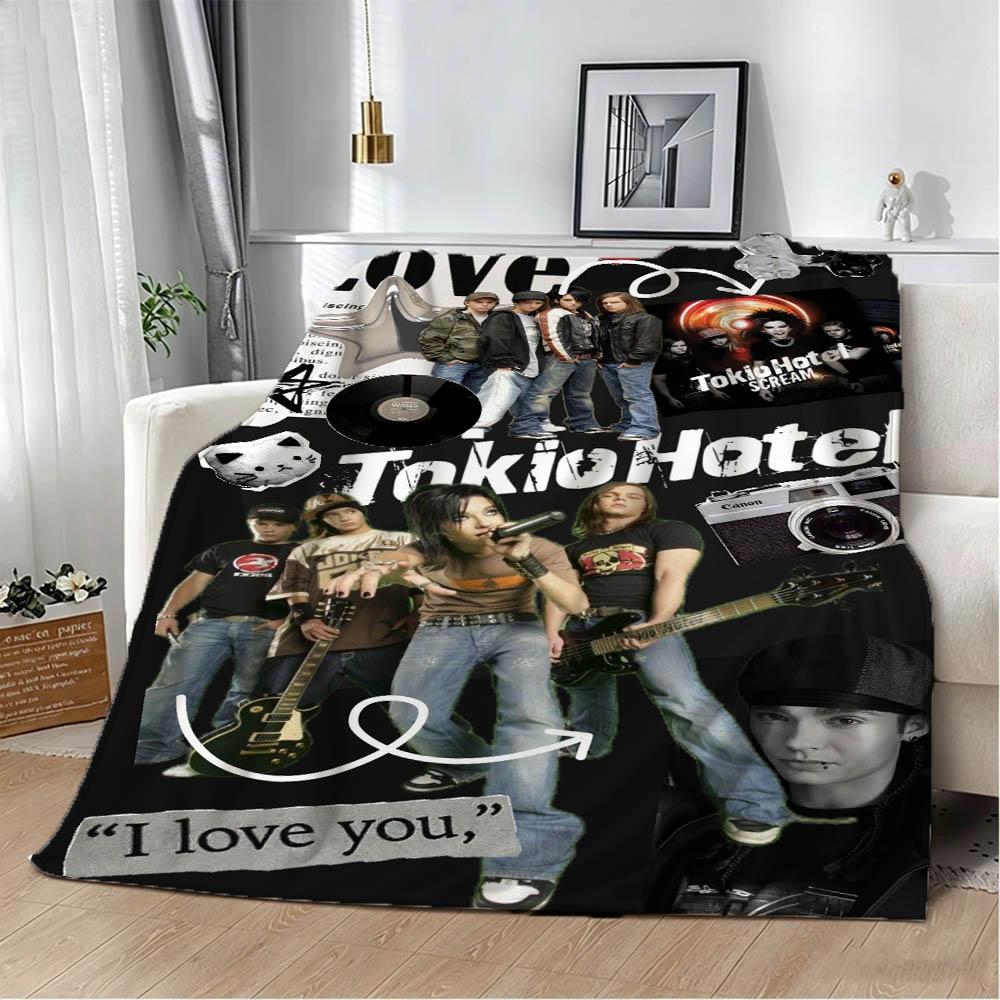 3D T-Tokio oF Band H-Hotel Music Singer Flannel Blanket Soft Throw Blanket Art For Home Decor Bedroom Bed Sofa Picnic Fans Gifts