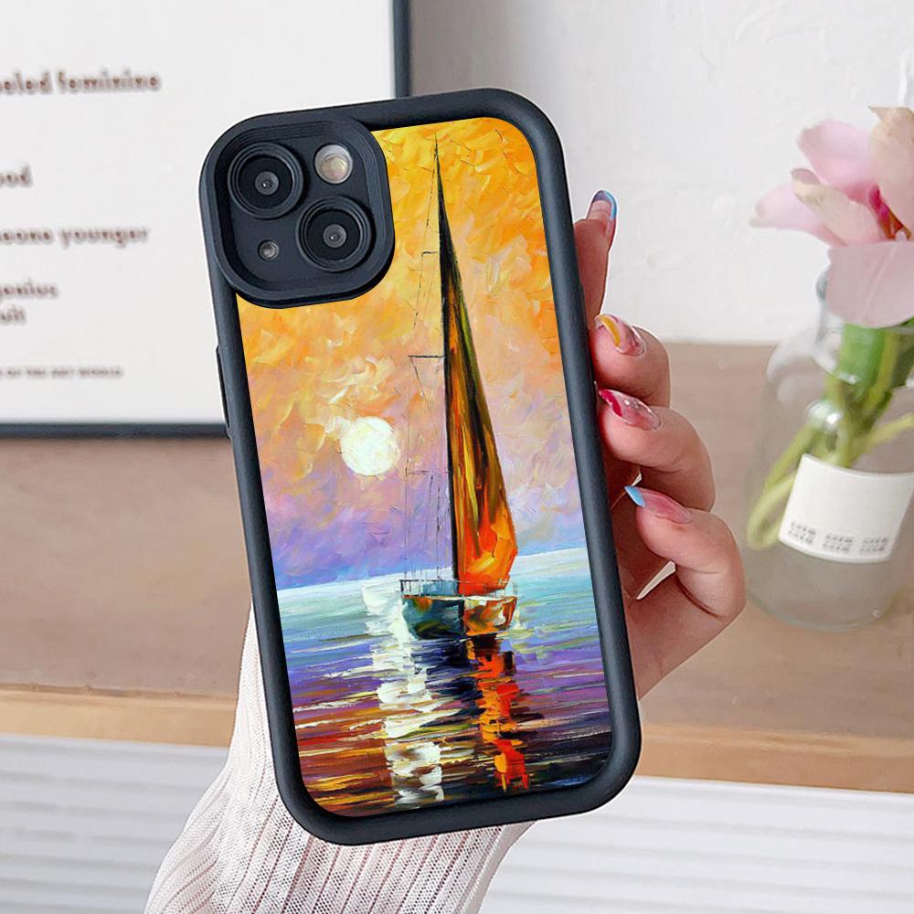 

Abstract Oil Painting Phone Case for iPhone 17 16 15 14 13 12 11 Air Pro Max Plus Black Soft TPU Shockproof Cover iPhone 13 Pro