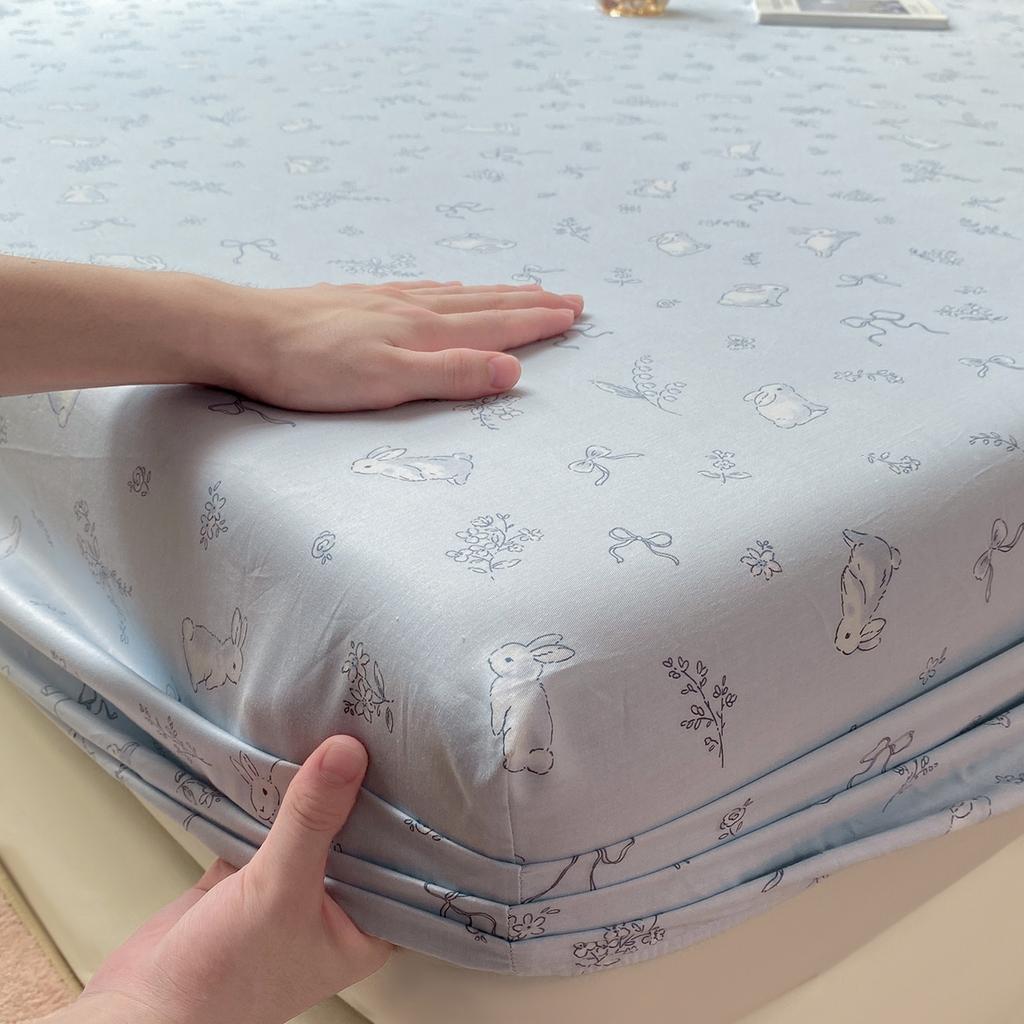 Baumwoll-Spannbettlaken mit Gummibändern Rutschfest Verstellbarer Matratzenschoner Pflanzen Blumen Gedruckt für Doppel- King- Queen-Bett