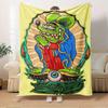 1pc Rat Fink,Virgin Mary,Tattoo ArtTheme Digital Printed Flannel Blanket, Super Soft Plush Fleece Bed Cover, Multi-Function Four Seasons Hyp