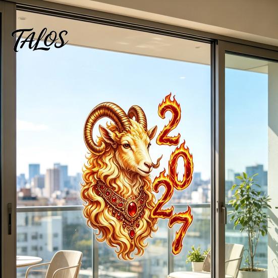 Holiday Party Window Clings Chinese New Year Sticker, 2027 Goat Static Clings, of Sheep Sticker Reusable Lunar Xmas Decor for Home Shop Decoration No