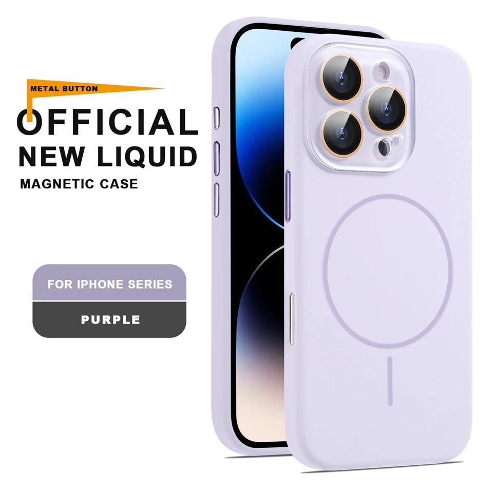 Official Liquid Silicone Magnetic Phone Case For iPhone 16 15 14 13 12 11 Pro Max Plus SE For Magsafe Charge Protector Cover