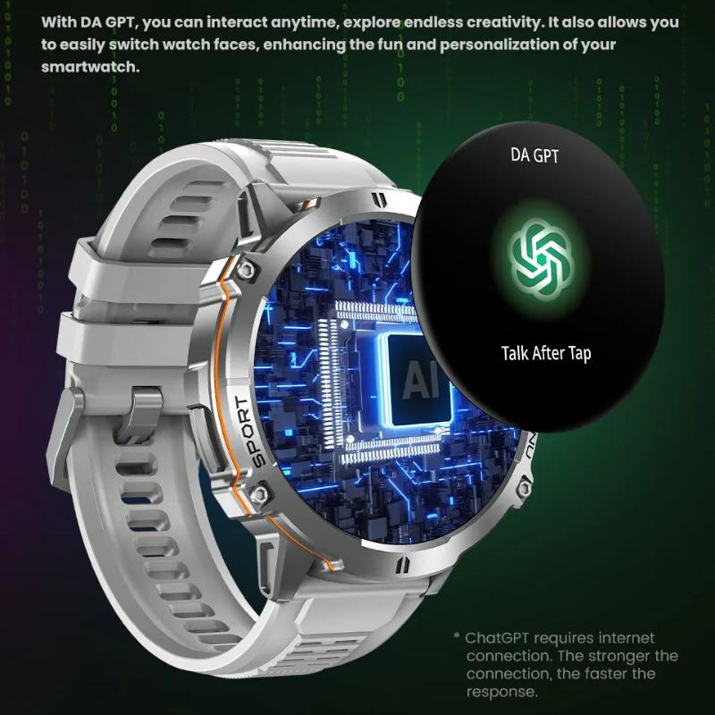 Military Smart Watch 1000MAH Super Endurance Bluetooth Call GPS Compass Barometric Altimeter 10ATM Waterproof Sports Smartwatches Men