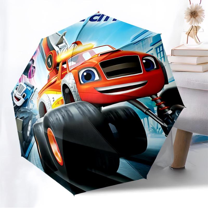 1pc Blaze and the Monster Machines Automatic Folding Umbrella, Portable Collapsible Design, Casual Outdoor Accessory L1127028