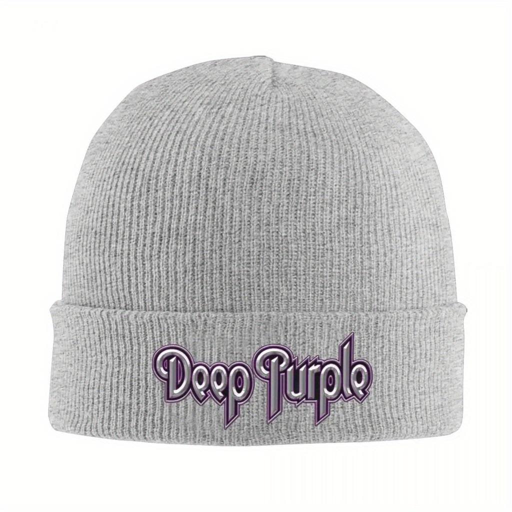 Deep Purple Beanie Hats Text Knitting Hat Hippie Warm Soft Men Women Caps Autumn Winter Custom Casual Bonnet Hats Gift