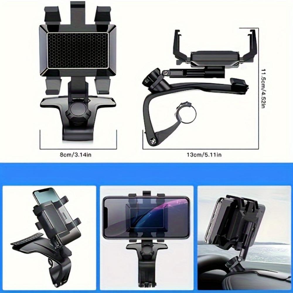 Uchwyt samochodowy na telefon obracany o 360° - Mocowanie na deskę rozdzielczą do nawigacji z tabliczką z numerem parkowania, Regulowany chwyt, Kompatybilny z większością smartfonów,