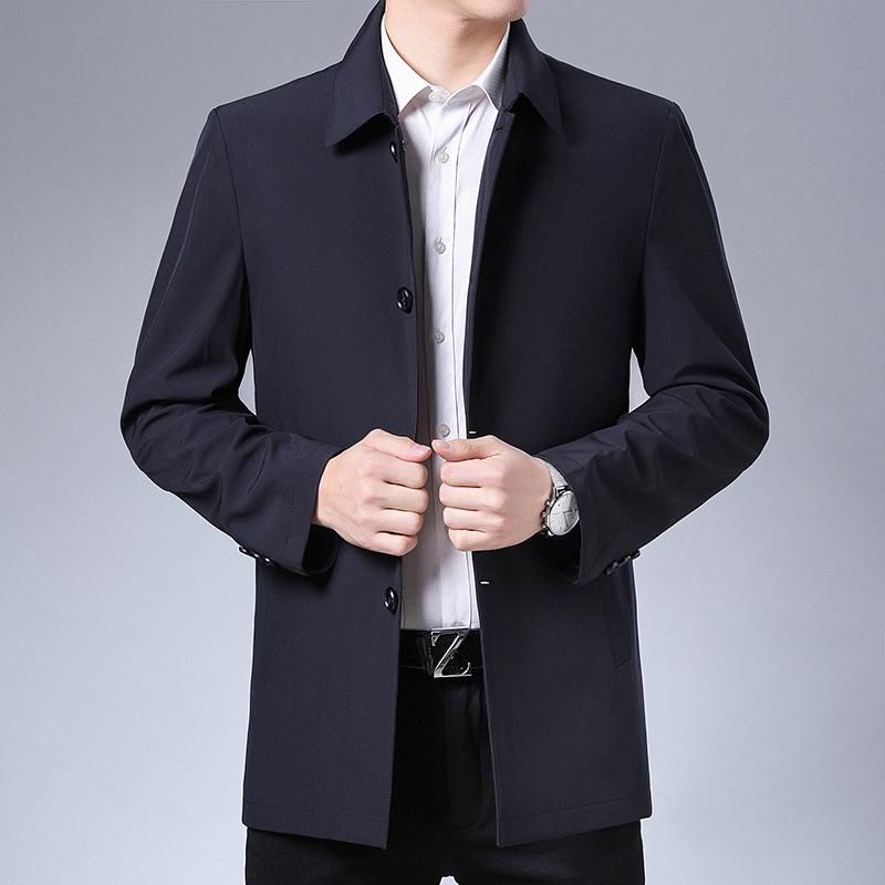 

Весенний пиджак с лацканами для мужчин, деловой повседневный крой, наряд для папы 195 чёрный