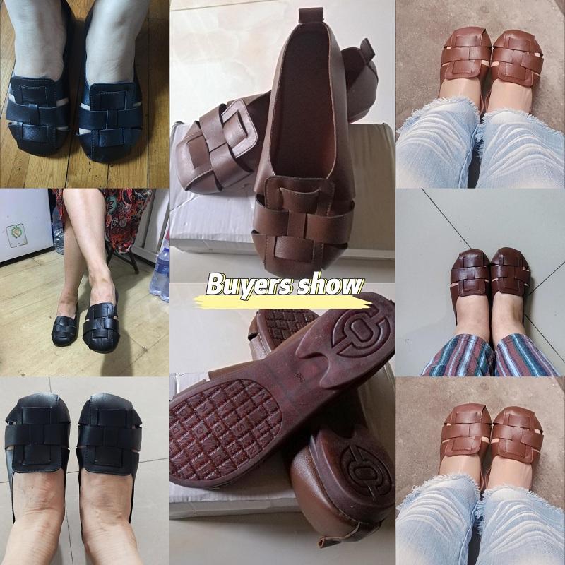 2024 New Braid Cutout Loafers Women's Brown Moccasins Female Vintage Shoes Slip On Leisure Retro Flats
