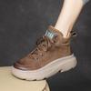 Fashion GKTINOO Genuine Leather High Top Shoes Women Platform Boots Non-slip Cow Leather Ladies Winter Ankle Botas Warm Sneakers