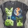 Lustiges Alien-Katzen-T-Shirt, Alien-Kätzchen Grafik-T-Shirt, Seltsames Katzenliebhaber-Geschenk, Weltraum-Katzen-Meme-Shirt, Retro-Alien-Katzen-T-Shirt, Comfort Colors Grafik-T-Shirt