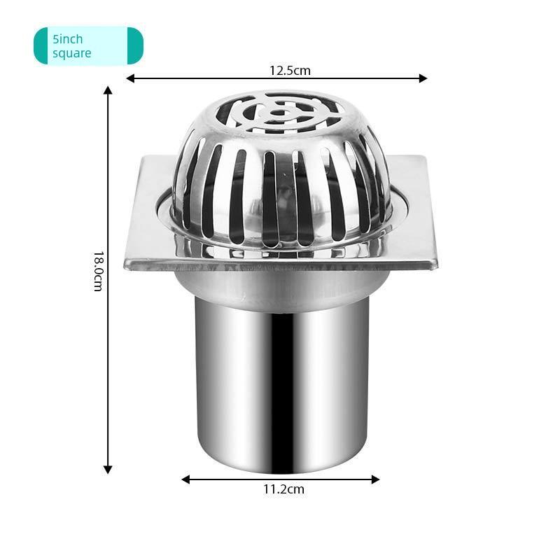 Stainless Steel Thickened Floor Drain with Plug-In Type, Elevated Rooftop Drain, Round Drain Cover, Anti-Clogging Drainage Floor Drain