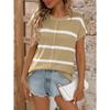 Sommer Rundhals Kurzarm Lässiger Gestreifter Strickpullover Damen Locker Einfach Büro Damen Oberteile Lässig Elegant Dünner Pullover Damenbekleidung