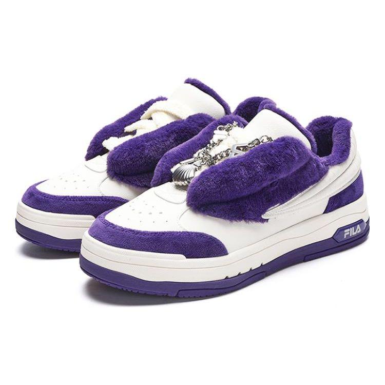 Fila Dance Shoes Leather Low-Top Sneakers Women Sneakers White Purple F12W244205FWW