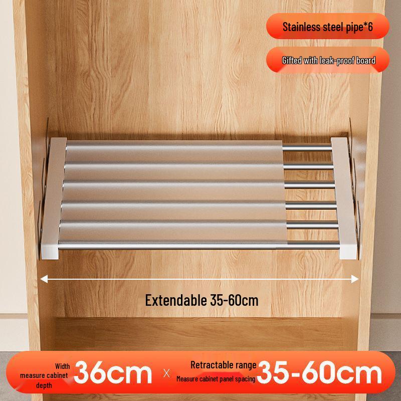 Multi-Layer Divider Cabinet & Telescopic Shoe Rack with Stainless Steel Sink Shelf