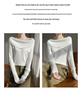 Women's One-Shoulder Irregular Long-Sleeve Knit Top - Spring/Summer, French-Inspired, Imitation Wool, High-Quality.