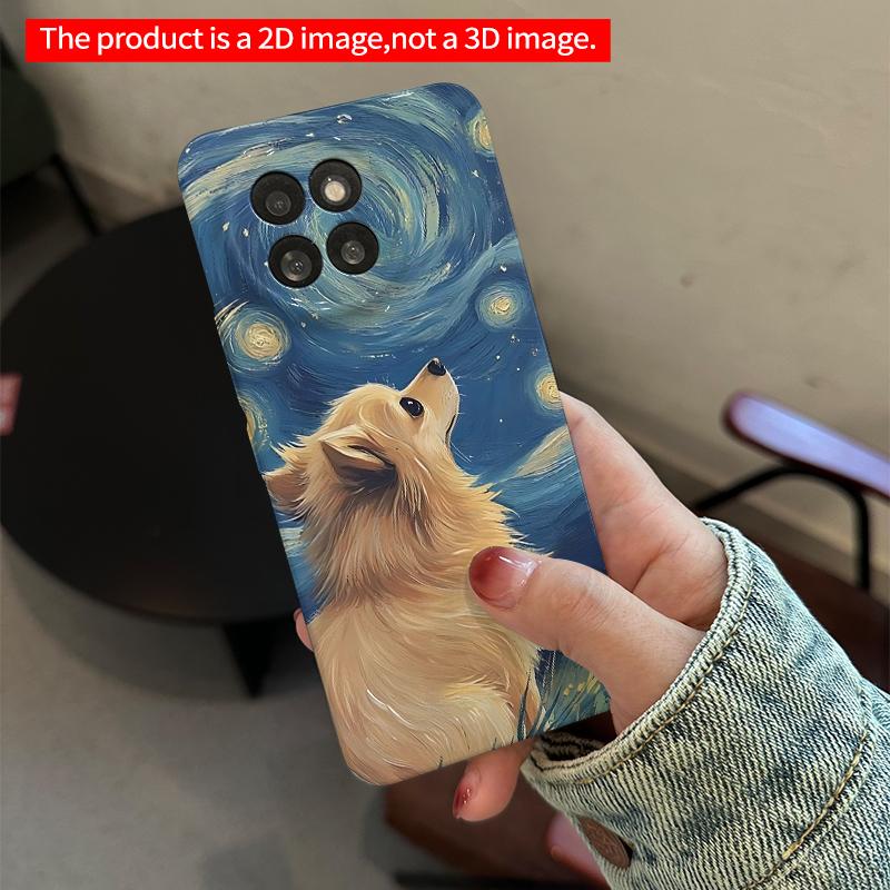 2DFlat Xiaomi Redmi phone caseStarry Night Dog Wallpaper Phone Casesuitable for Redmi Note 11 12 13 14 A3 K80 15 17 Ultra
