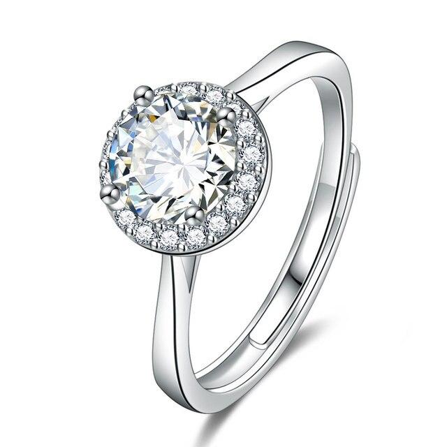 ANENJERY Anello nuziale rotondo a forma di cuore con zirconi da un carato scintillante per donna, anello aperto classico e delicato bague anillo