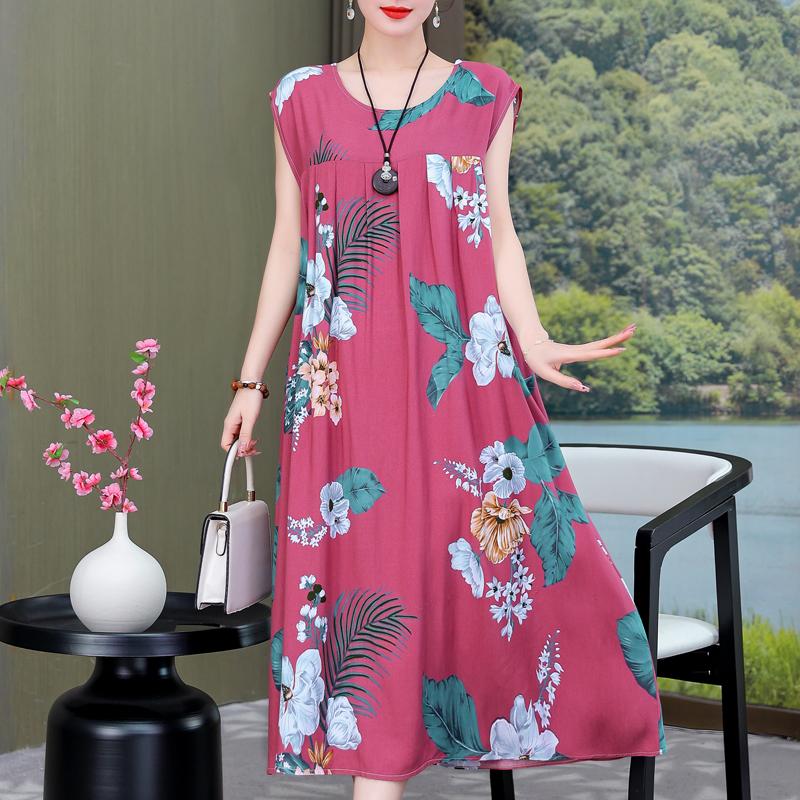 Plus Size Sommer Vintage Kleid Frau Oversize Lose ärmellose lässige elegante lange Kleider