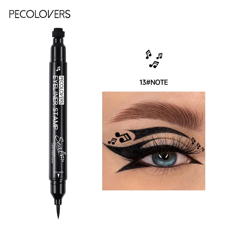 Double-head Liquid Eyeliner Pen with Stamps, Natural Finish Waterproof Quick-drying Long-lasting, Friendly Beginner Eye Beauty