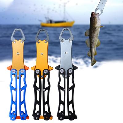 Aluminum Fish Mouth Grabber Foldable Fishing Plier Fish Holder Gripper Portable Fish Lip Gripper Clamp Fishing Accessory