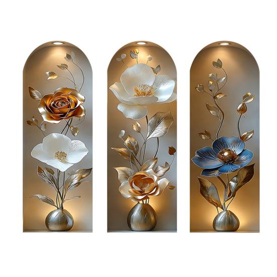 Autocolant de perete vază 3D Vază Perete și Lipire Decal amovibil Decojire PVC Artă de perete cu flori