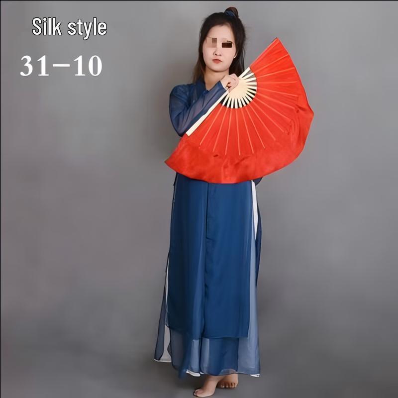 

Kuzhe Red Silk Dance Fan & Scarf Rib 31cm, Tassel 10cm