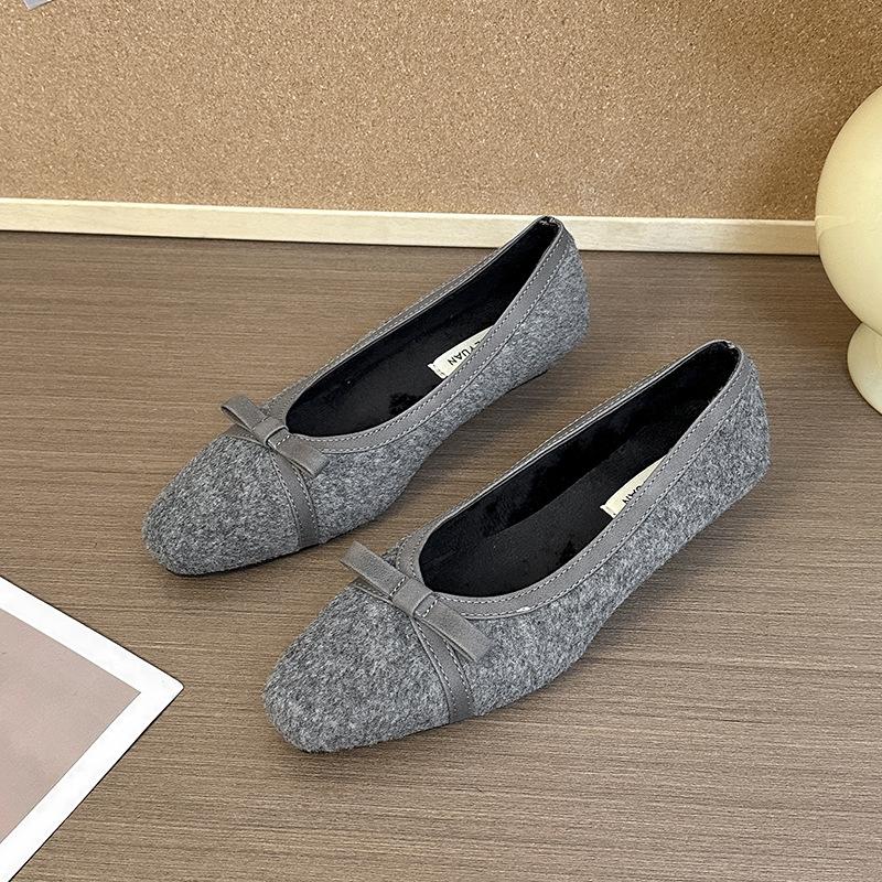 Женские лоферы с французским бантом квадратный носок зимние без застежки модные с мягкой подошвой повседневные удобные на низком каблуке туфли Zapatos De Mujer 35 серый 3130₽