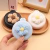 Cute Cartoon Knitted Flower Air Cushion Comb Portable Folding Mirror Hair Brush for Women Girls Travel 1pcs