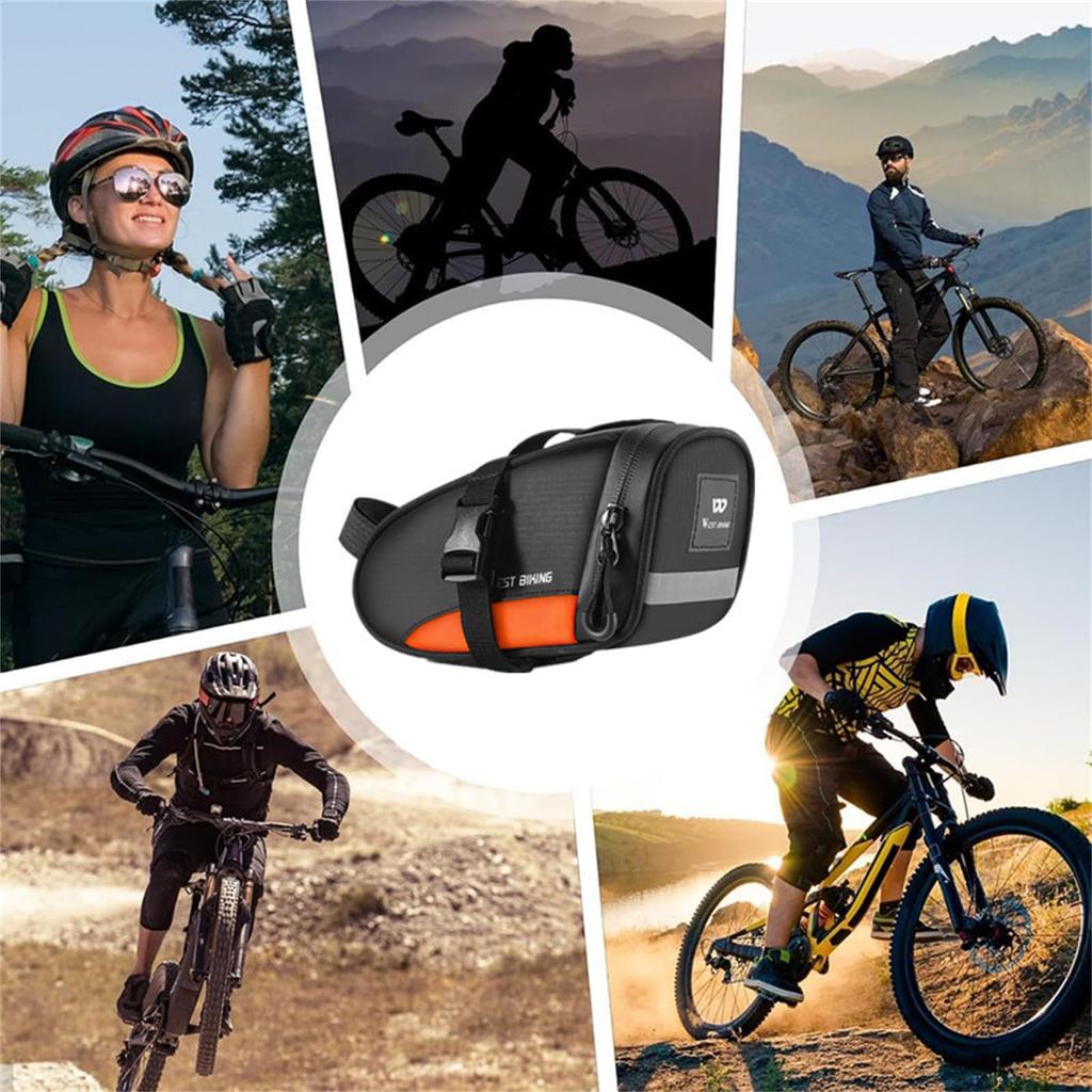 UNIQOCK Bicycle Saddle Bag, Waterproof, Compact, Compatible with Road Bikes, Cross Bikes, and Other Bicycles, Dry Bag, Cycle Bag, Rear Bag - Orange