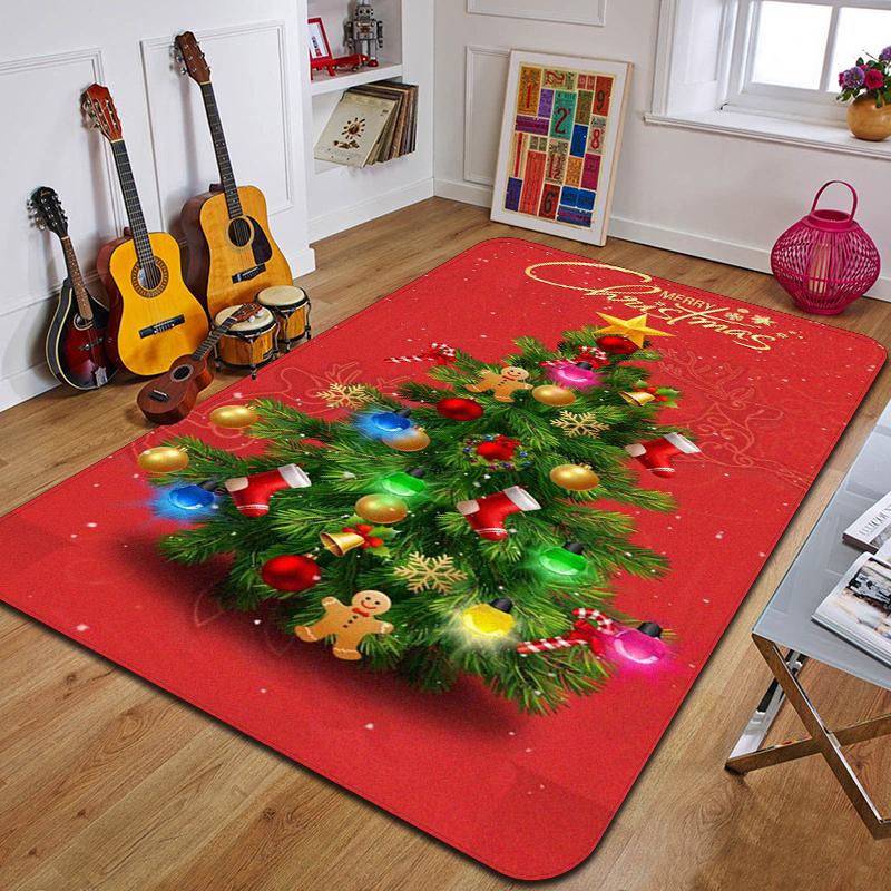 C-Weihnachten Bedruckter Teppich Eingang Fußmatte Wohnzimmer Schlafzimmer Badezimmer Rutschfester Teppich Heimdekorative Fußmatte Neujahrsgeschenk