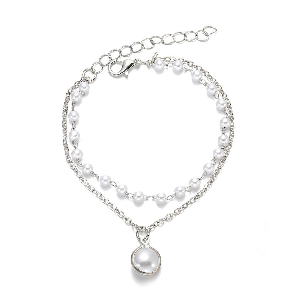 European and American double-layer pearl bracelet fashionable retro ins style personalized design cold wind pearl jewelry