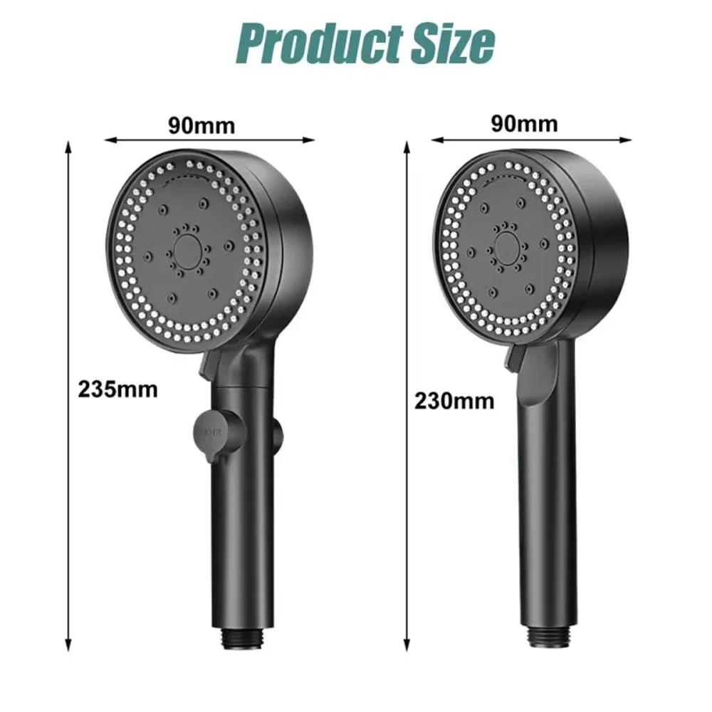 8 Modes High-Pressure Shower Head Set Fall Resistance Black Handheld Shower Head Water Saving Bathroom Shower Accessories
