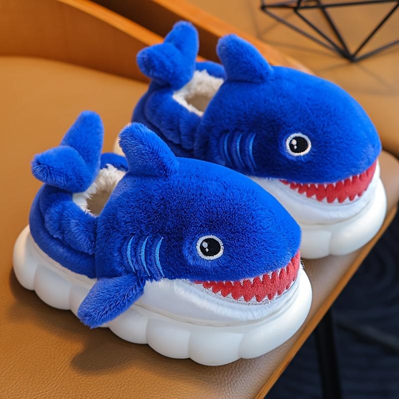 Soft Breathable Youngsters' Shark Slides Cute Cartoon Shark Slippers with Fabric Upper  EVA Sole