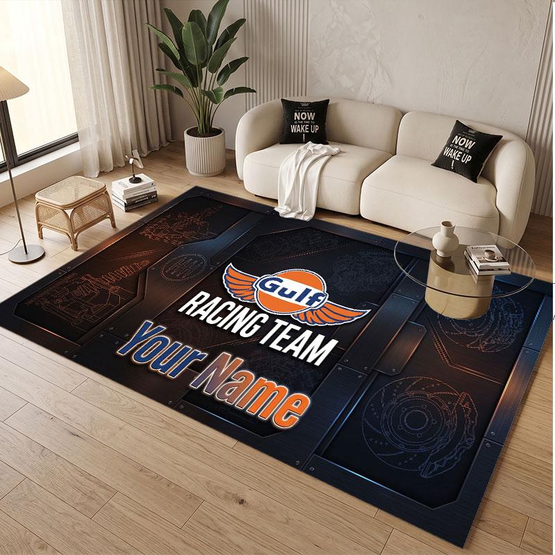 Custom Rug Gulf Pattern Print Name Text Soft Non‑Slip Floor Carpet for Home Indoor Decoration