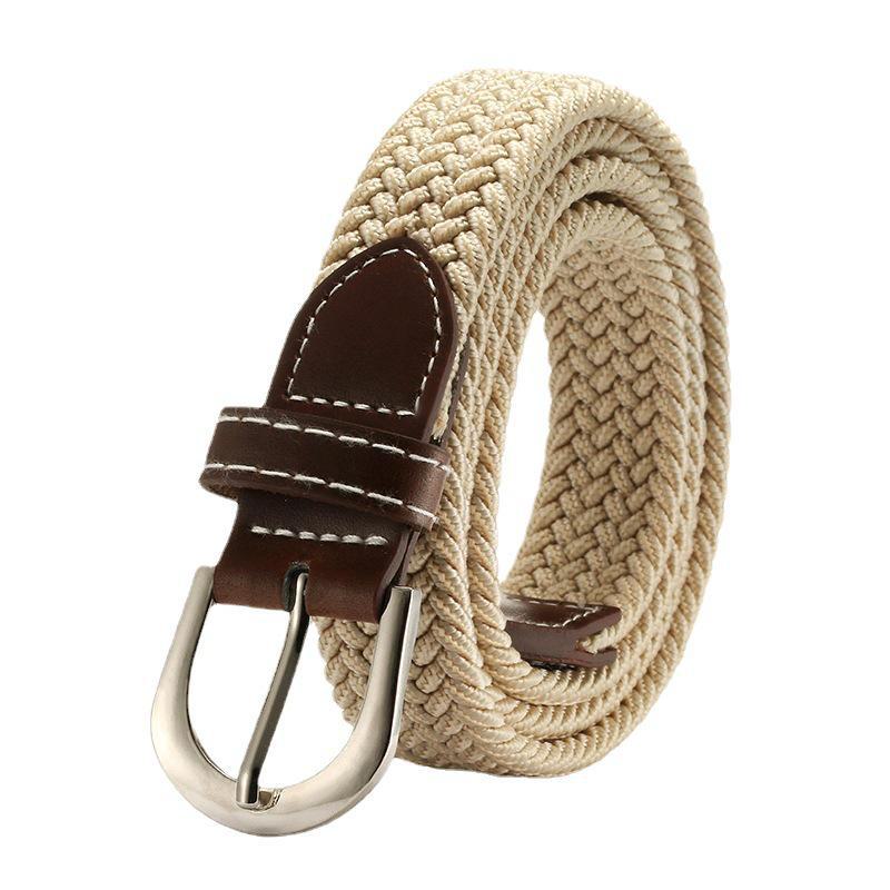 Women's Solid Color Elastic Canvas Belt with Pin Buckle
