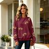 Women's Casual Neck Sweatshirt with Rugby Print