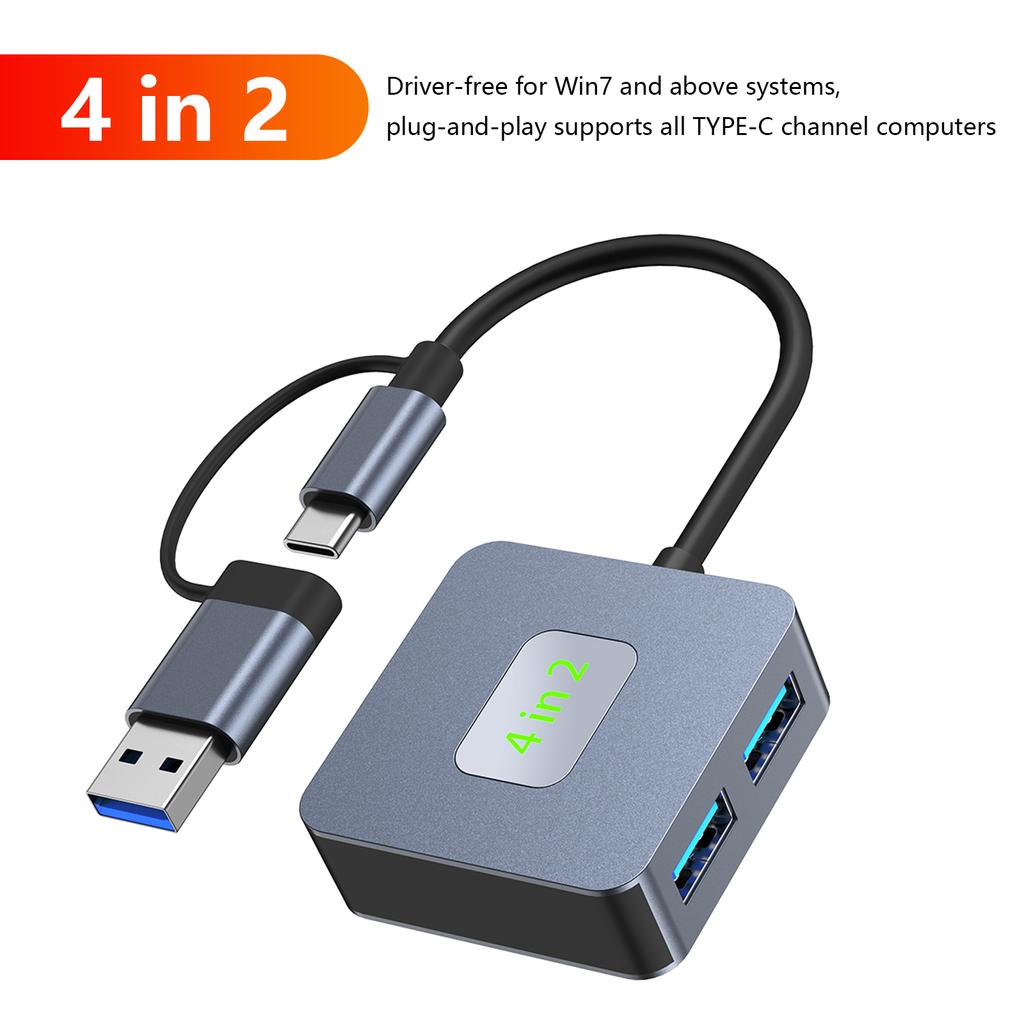 4 In 2 Type-C + USB To USB3.2*4 Interface Hub Adapter Dock for MacBook iPad Pro